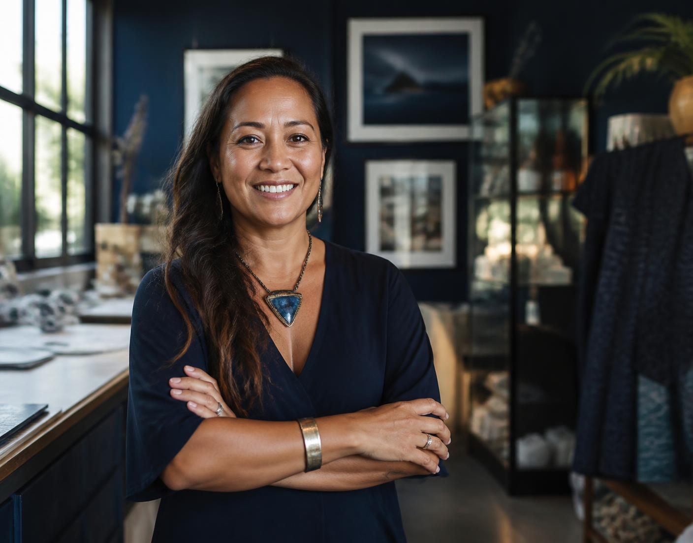 Hawaii small business owner standing in her shop